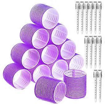 1 Sett Self Grip Hair Roller Kit med Duckbill Clips Ingen skade Manuell DIY Frisør Verktøy Heat-less Bang Hair Rolling Curler For Long Medium Short Th