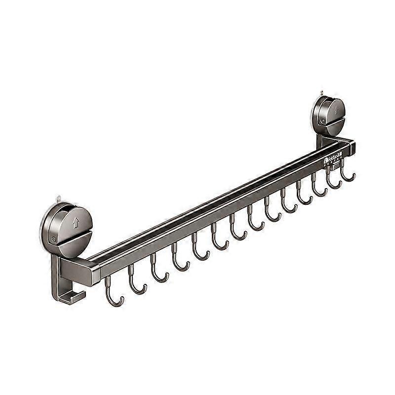 Suction Cup Kitchen Hook Rack, 14 Hooks, Double Bar, 70cm