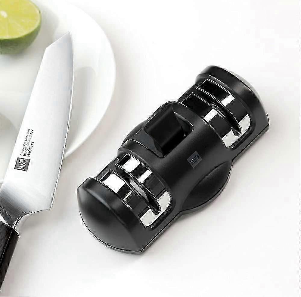 Double wheel sharpener suction base ceramic wheel 2 stage silver knife sharpener