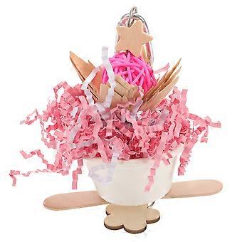 Giocattolo per pappagallo in legno, set da 3 pezzi rosa da appendere alla gabbia, ideale per chi ama mordere.