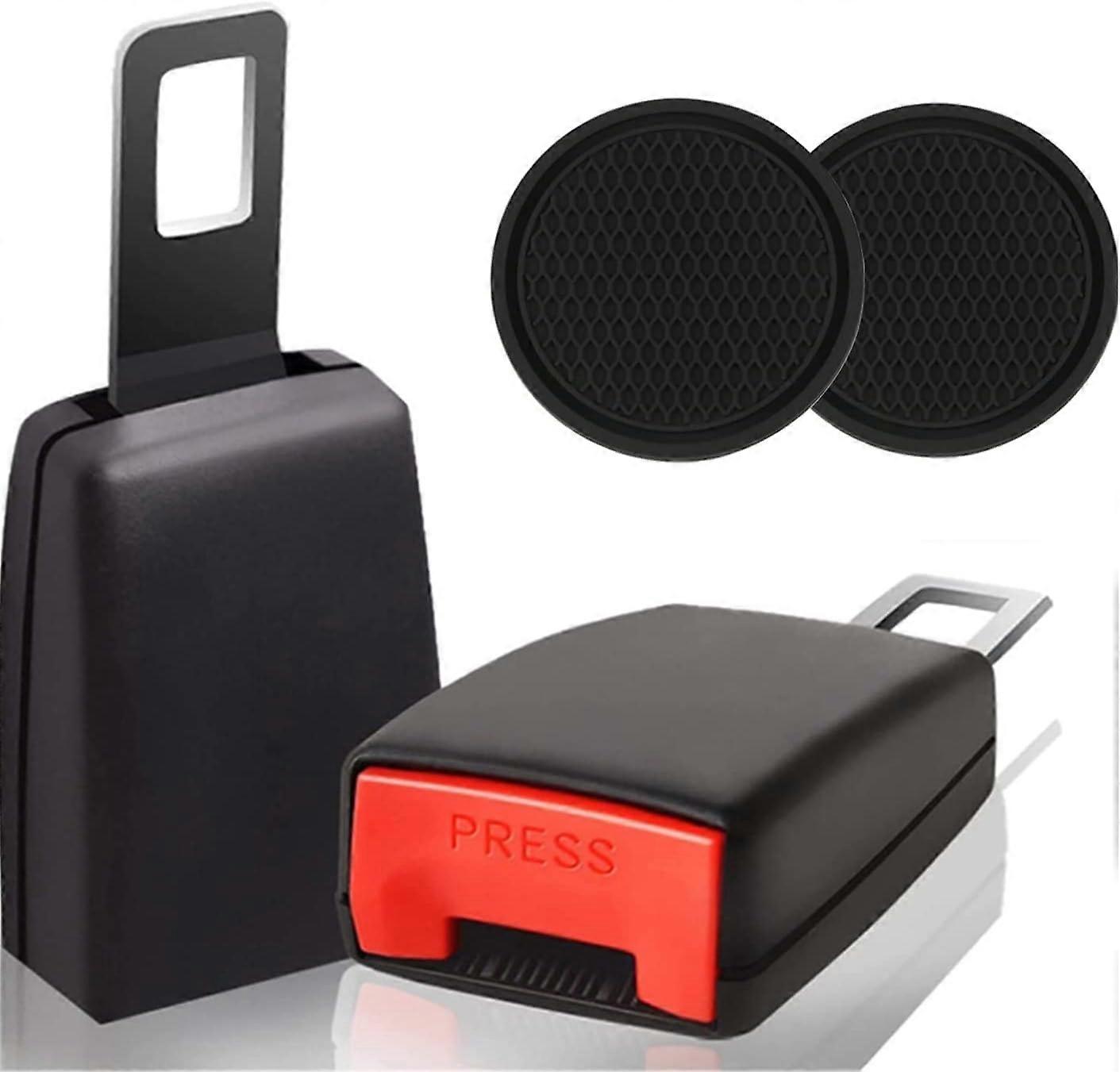 RUIYUE 2 Pack+2 Pack,Round Silicone Car Coasters, Black