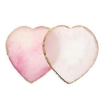2pcs Nail Color Palette: Nail Art Tools Resin Palette Heart Shape - Golden Edge Mixing Plate for Paint Display Board for Professionals and Salon Use