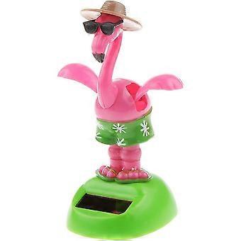 Solar Dancing Flamingo Toy with Animated Swinging Motion, Solar Powered Ornament for Car or Desk