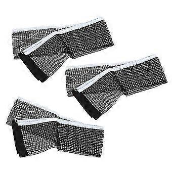 3PCS Filet de remplacement de tennis de table extérieur portable Filet de pong réglementaire en nylon sans poteau (noir)