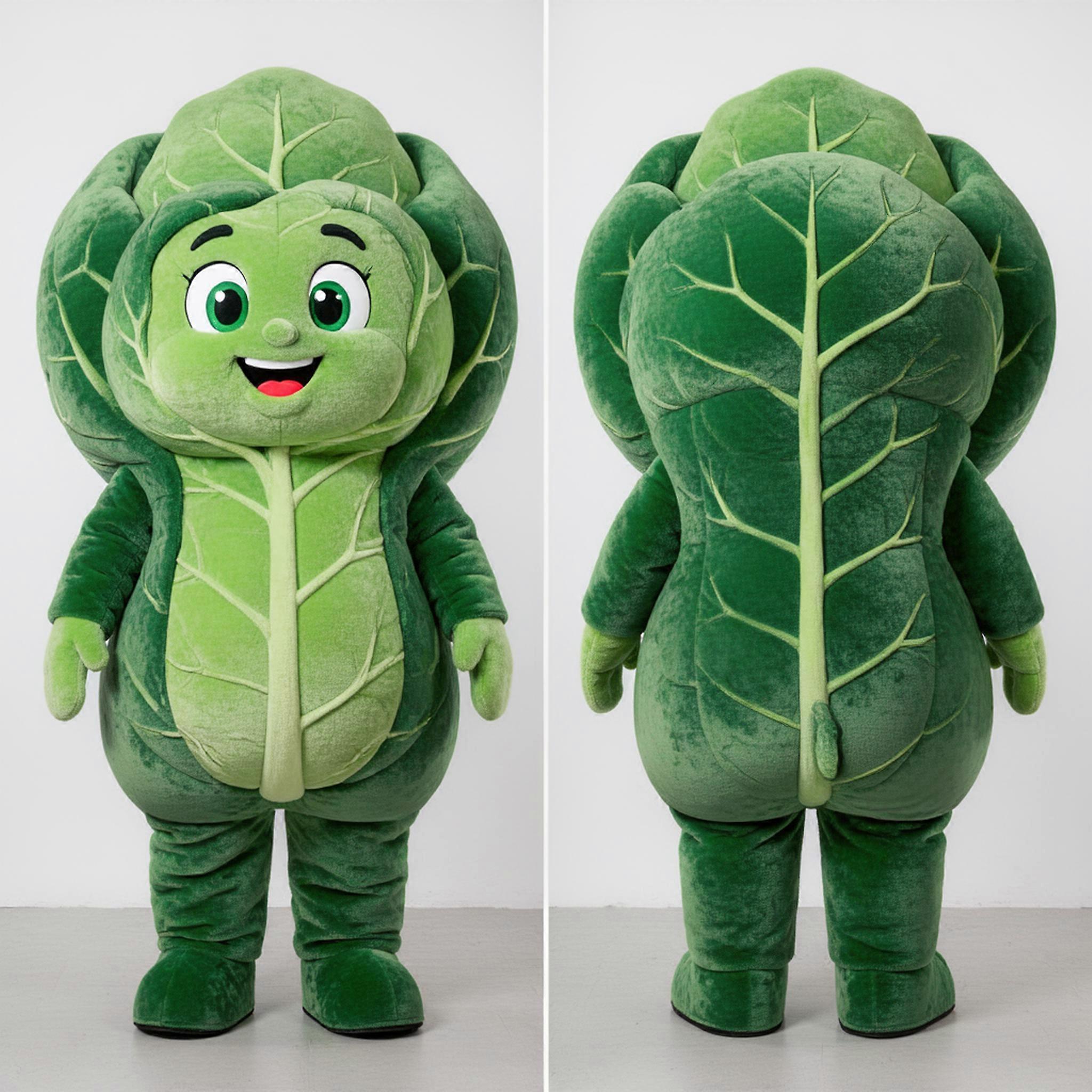 MASTICOT Forest Green Velvety Cabbage Leaf Mascot
