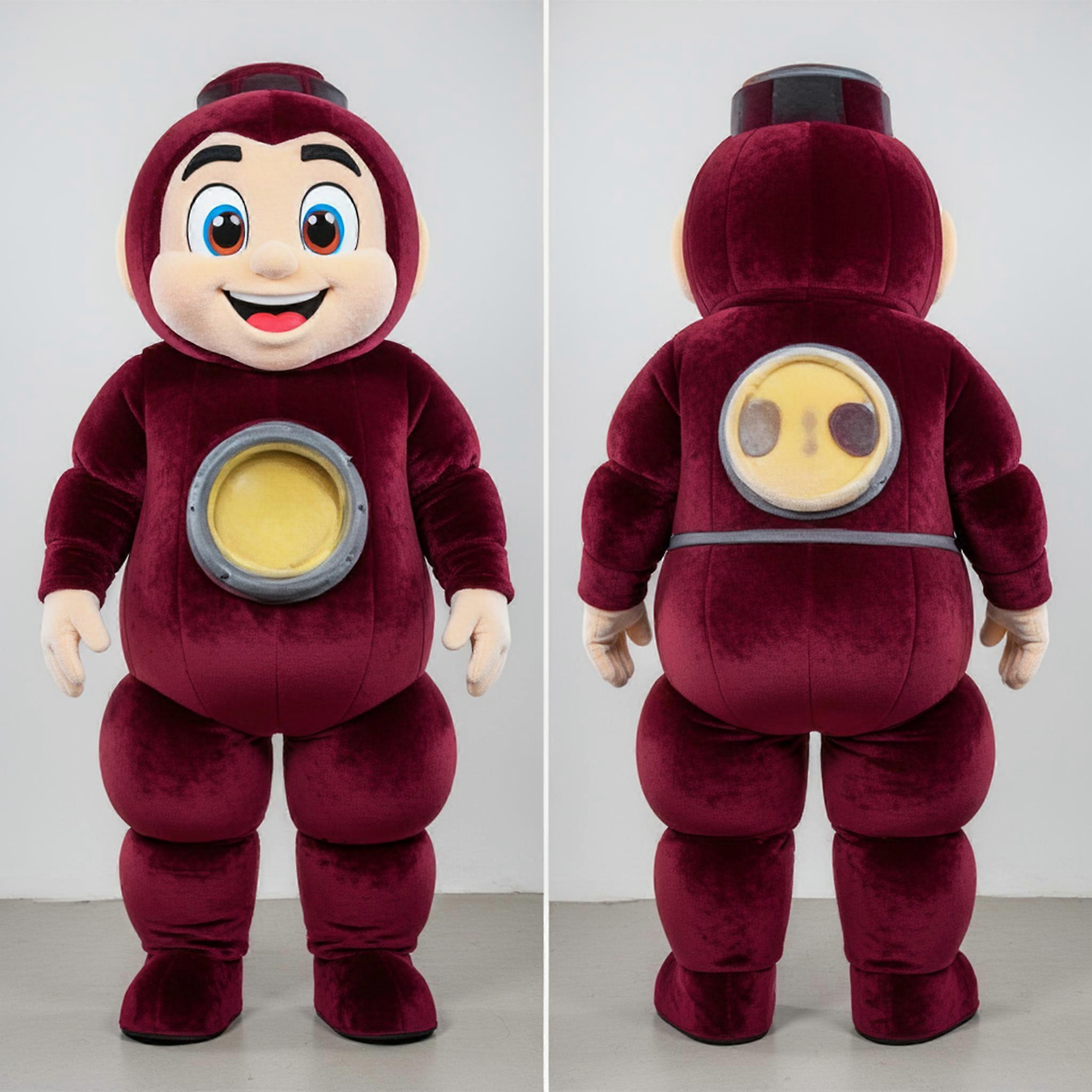 MASTICOT Maroon Velvety Human Cannon Ball Mascot