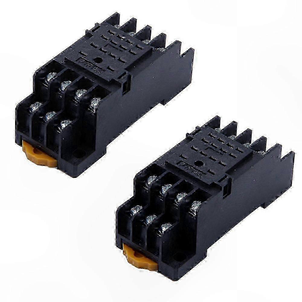 2-Pack 14-Pin Relay Socket Base for DIN Rail Mounting Compatible with Multiple Relay Models