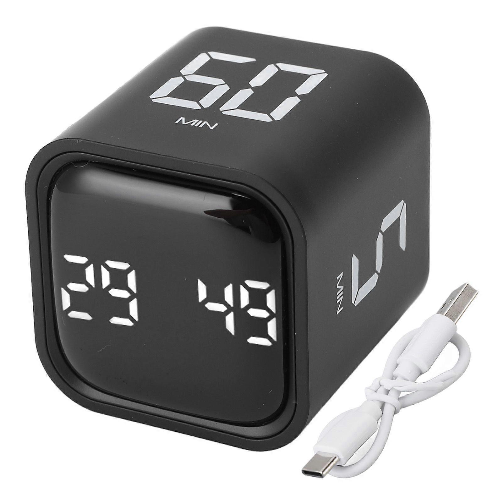 Gravity Timer Professional Silent Operation Digital Cube Timer for Time Management for Work Study Kitchen Meeting Black(YMCAT)