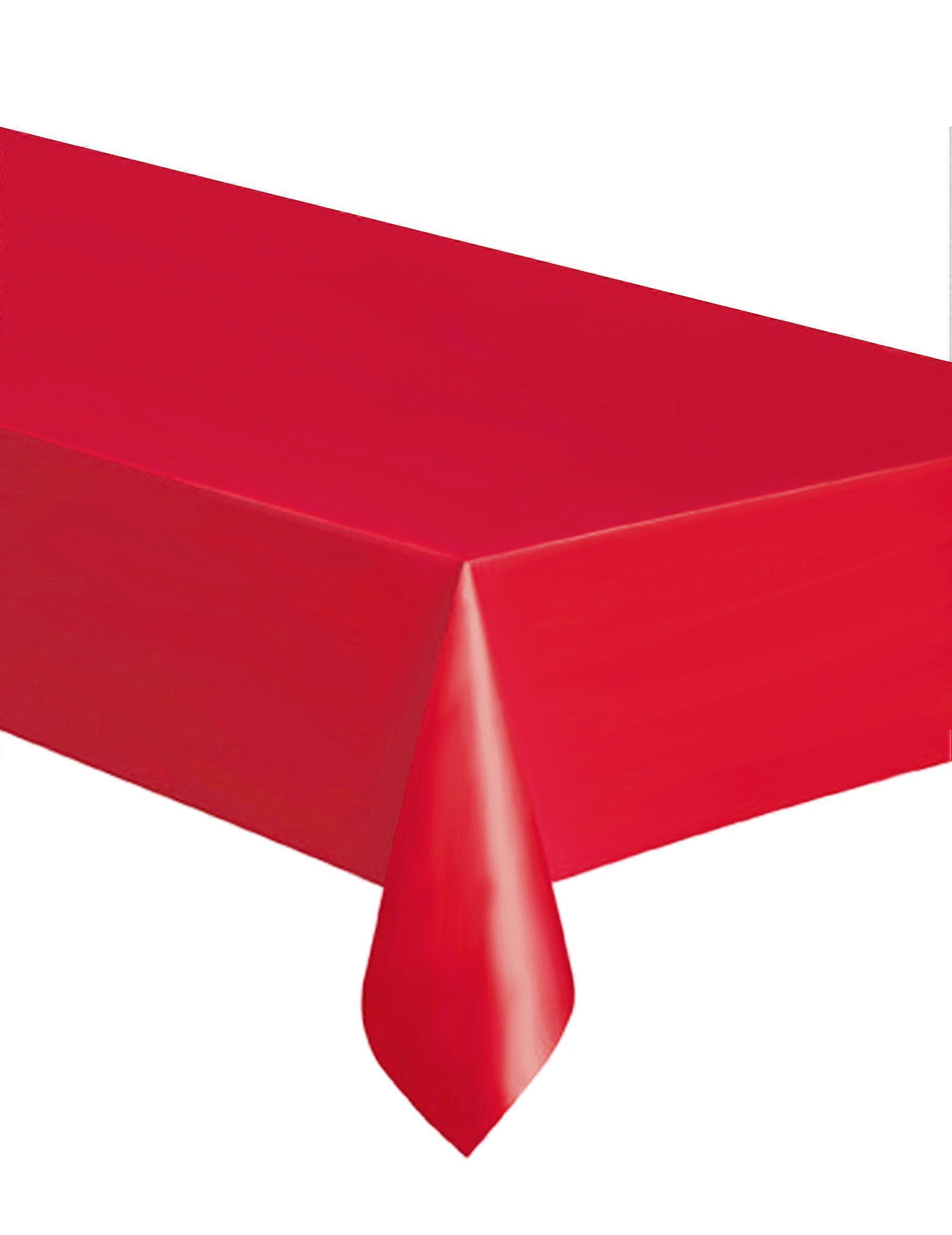Red rectangular plastic tablecloth 137 x 274 cm