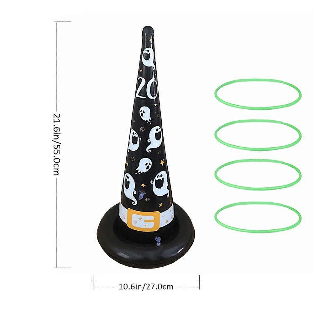 Halloween Witch Hat Inflatable Ring Toss Game Set for Plaything 1Set