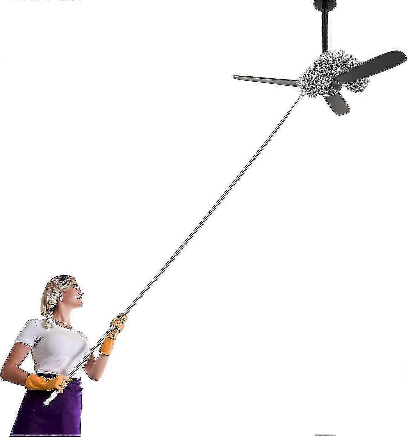 Microfiber Duster for Cleaning High Ceiling Fans Extension Web Dusters, Foldable