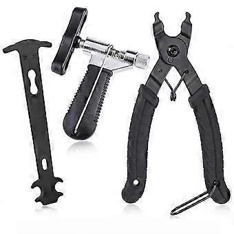 Strumento per pinza per catene per bici, pinza per catene per biciclette Pinza per catene a catena Pinza per pinza apriscatole Strumento di riparazione per la rimozione più vicina (3 pezzi, nero)