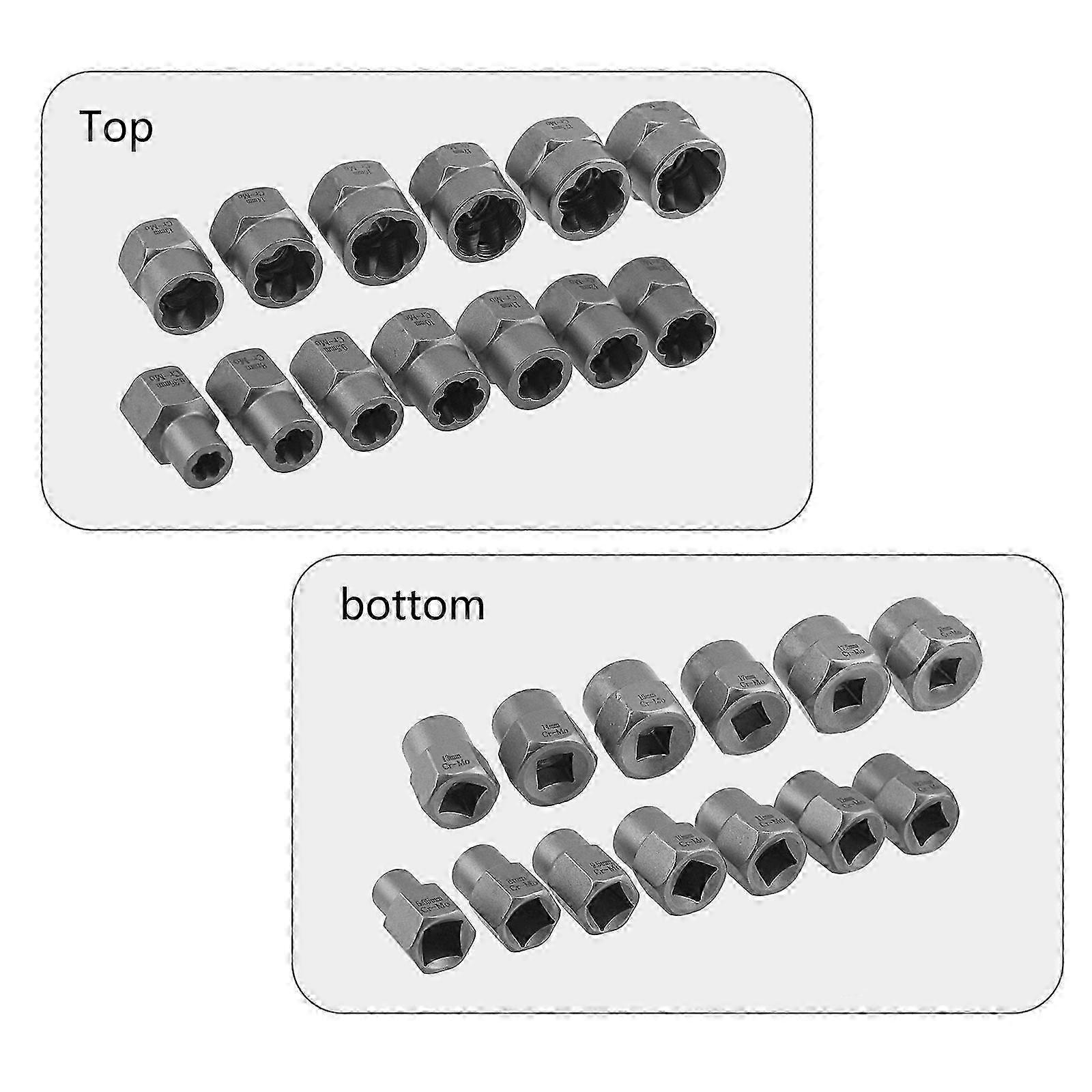 13pc Hex Nut Extractor Kit Steel