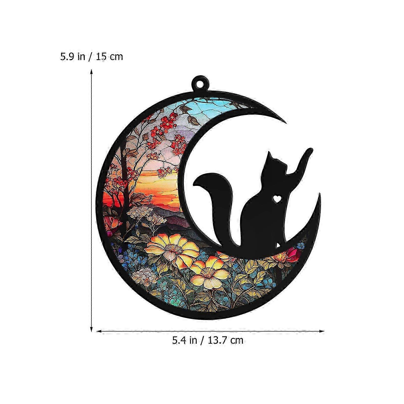 Cat Moon Acrylic Window Ornament