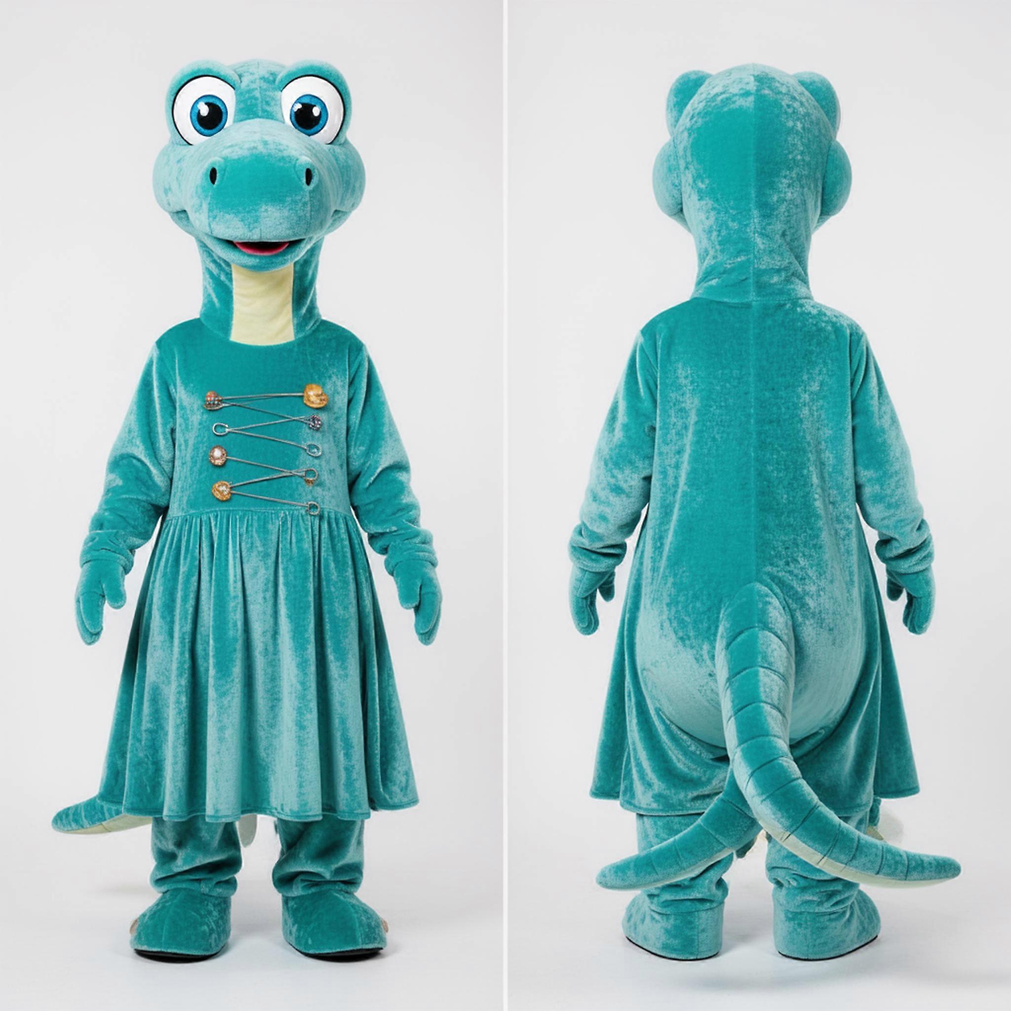 MASTICOT Turquoise Cartoon Diplodocus Mascot