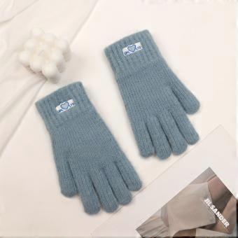 Women's Five Finger Gloves with Heart Embroidery, Soft Warm Knit for Outdoor Commuting, Couples Valentine Gift