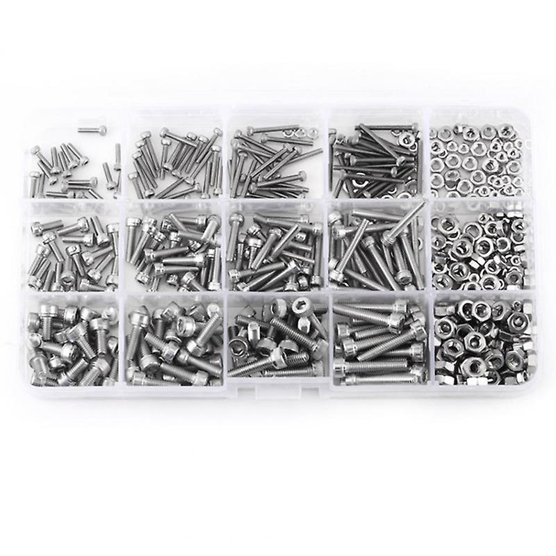 480pcs M2 Hex Socket Screws Set Stainless Steel Hex Socket Cap Head Nuts Repair Tool