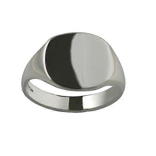 Silver 15x16mm plain solid cushion Signet Ring Size Z