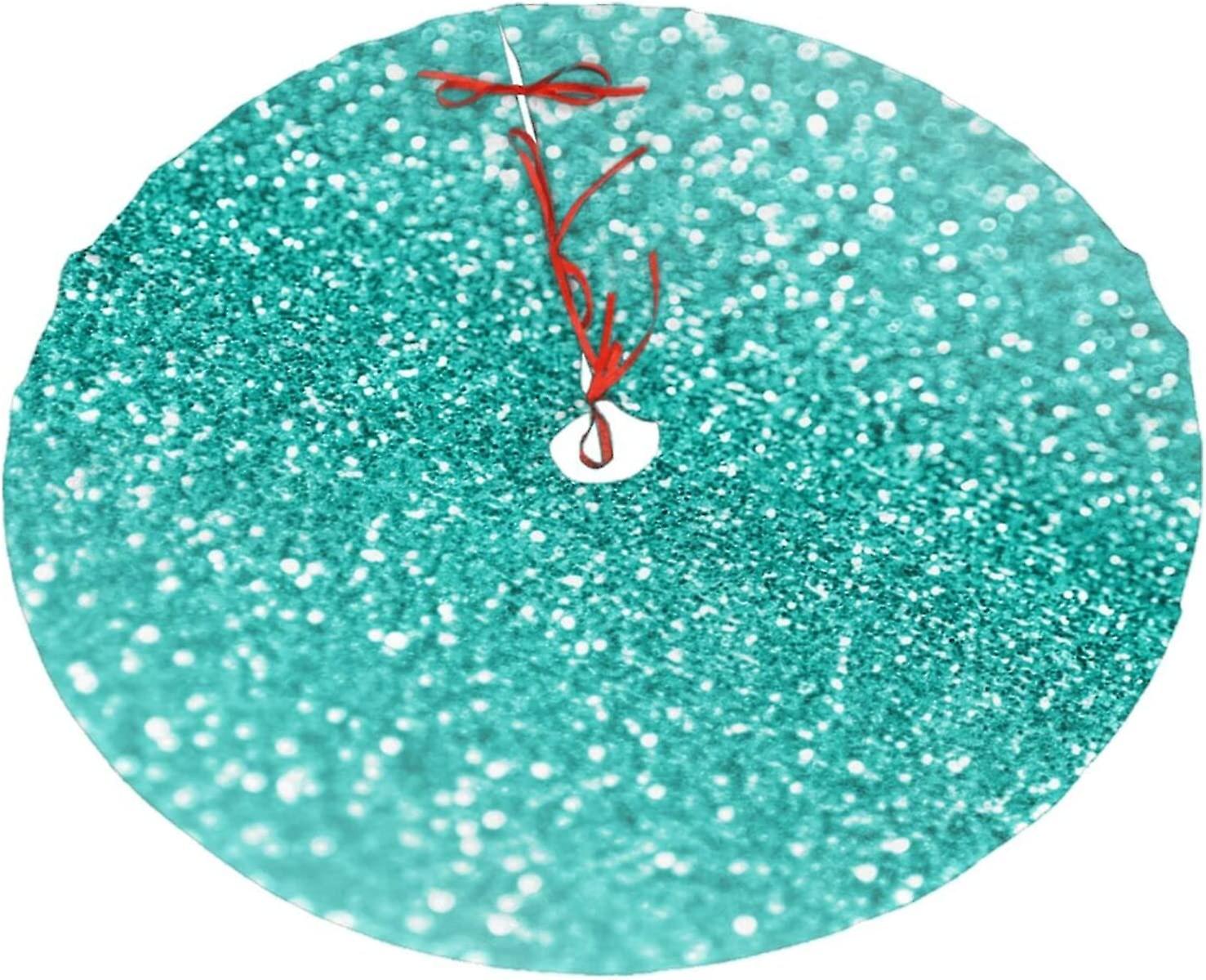 Christmas Tree Skirt Turquoise Glitter Christmas Decoration Plush Tree Skirt
