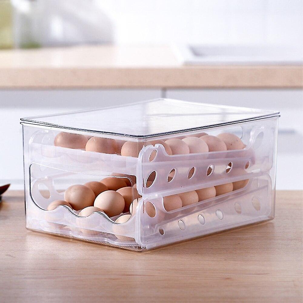 Egg Box 36 Lattice Double Layer Drawer Clear Storage Box Refrigerator Kitchen Automatic Bins