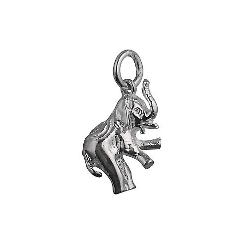 Silver 18x9mm solid Elephant Pendant or Charm