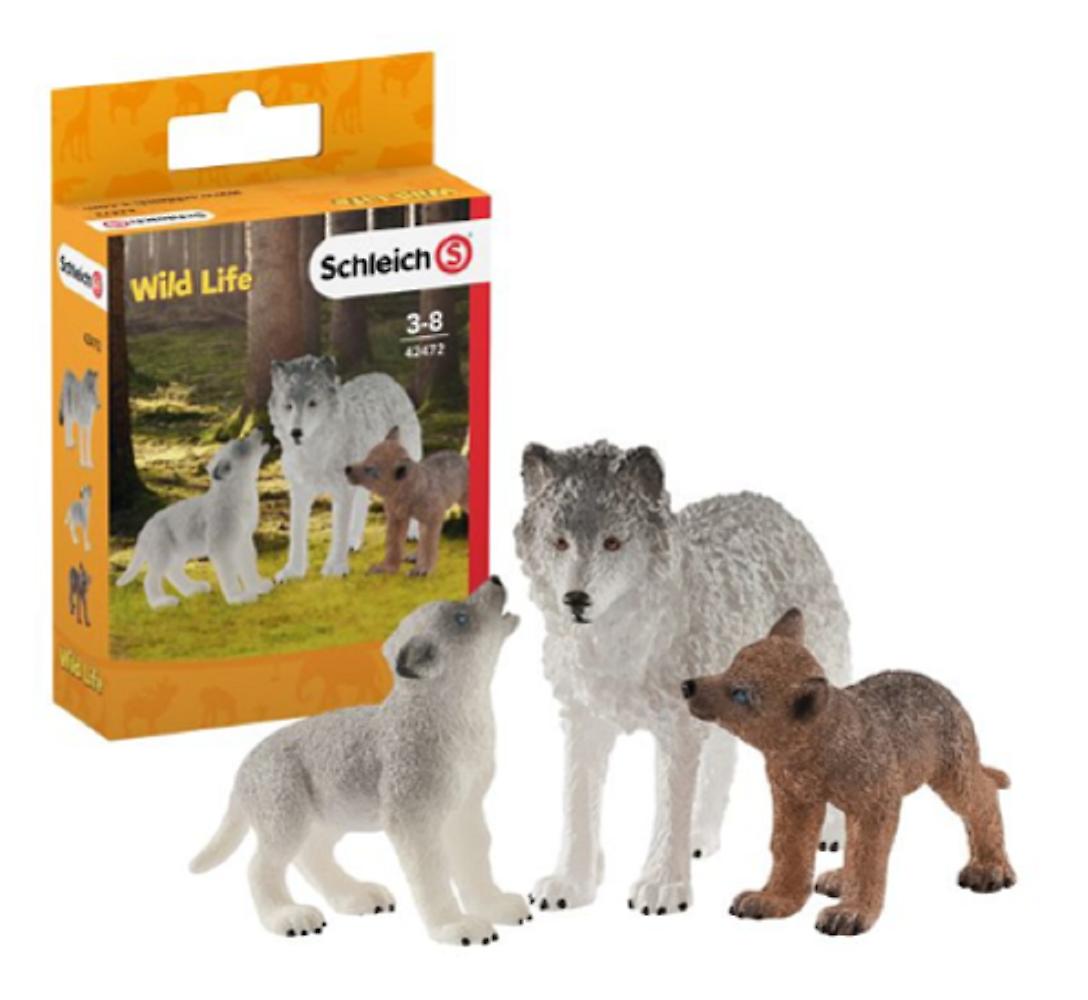 Schleich 42472 Wild Life Wolf Mom with Pups Toy Figures