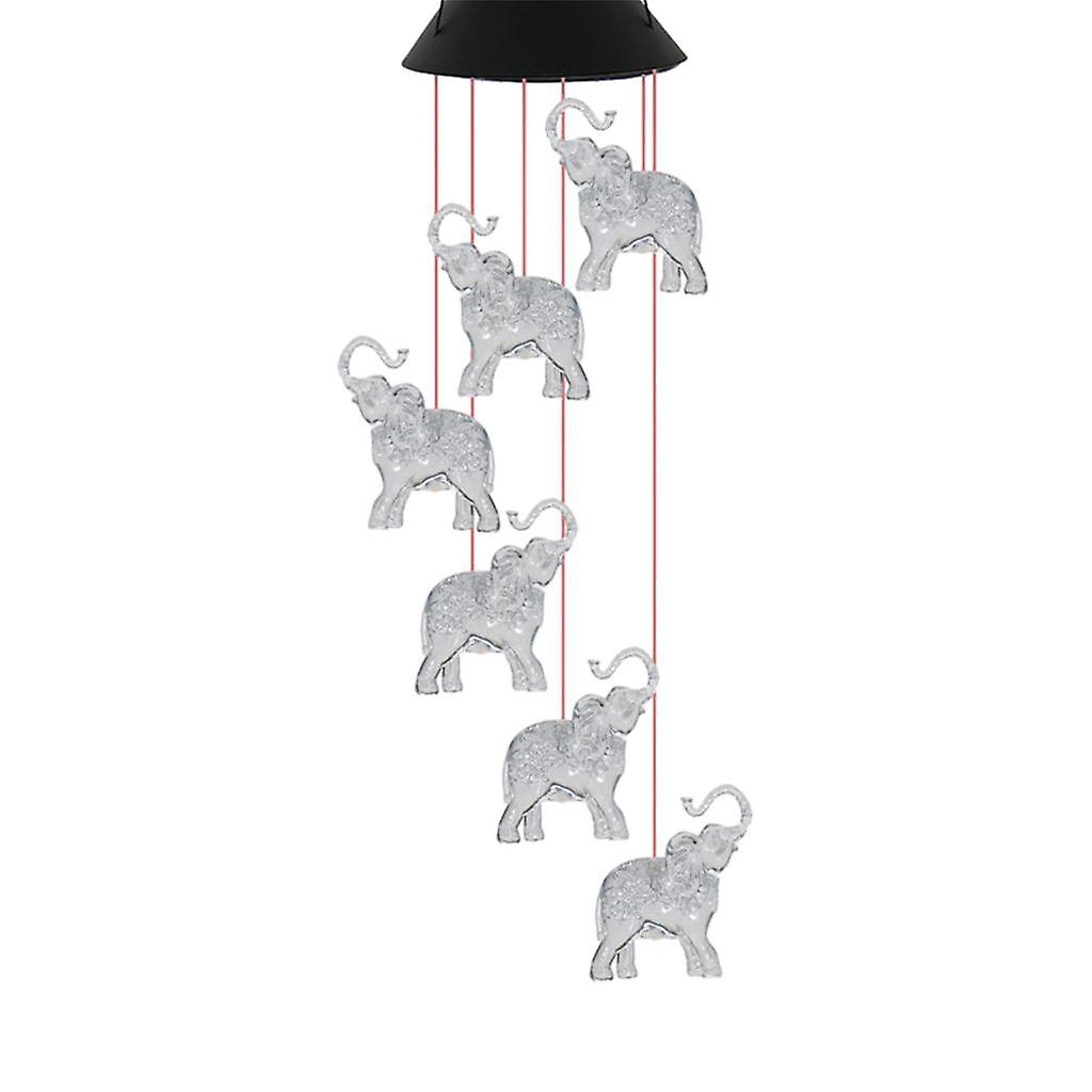 Solar Elephant Light Wind Chimes Garden Waterproof Lamp Wind Chime