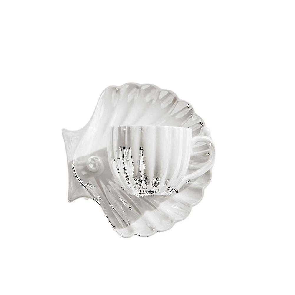 Pearl Shell Ceramic Tea Set European Plate Set White