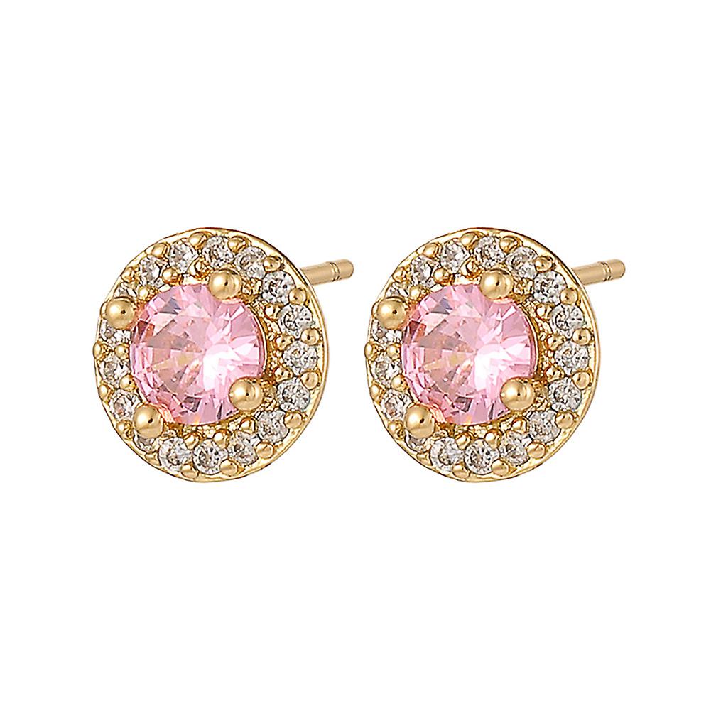Light Luxury Round Crystal Zircon Stud Earrings