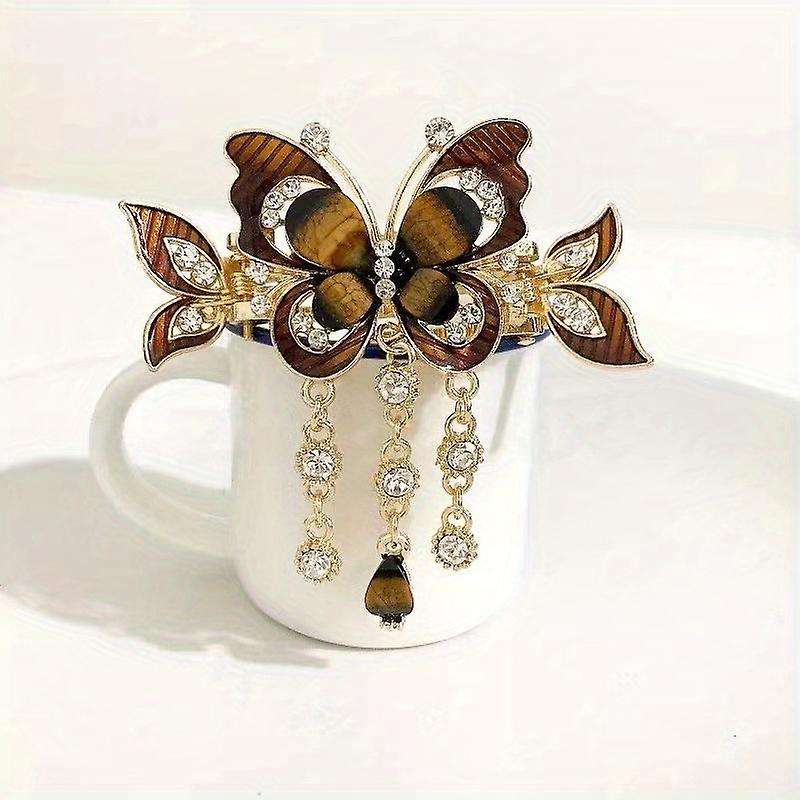 פרפר שיער טופר ריינסטון ציצית אלגנטית ראש אחורי תכשיטים אביזרי שיער