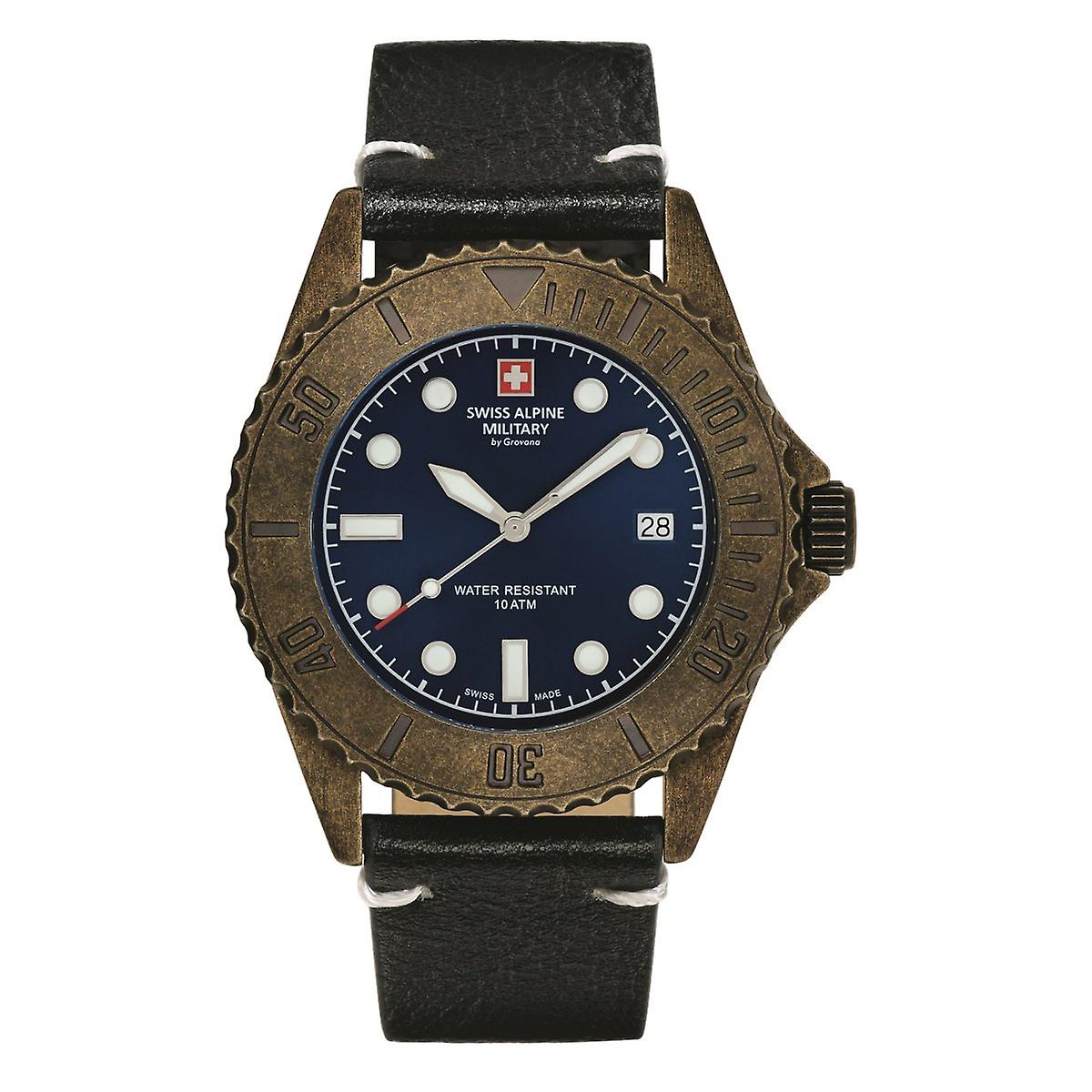 Swiss Alpine Military Men's Watch Analog Quartz Vintage 7051.1581SAM Leather
