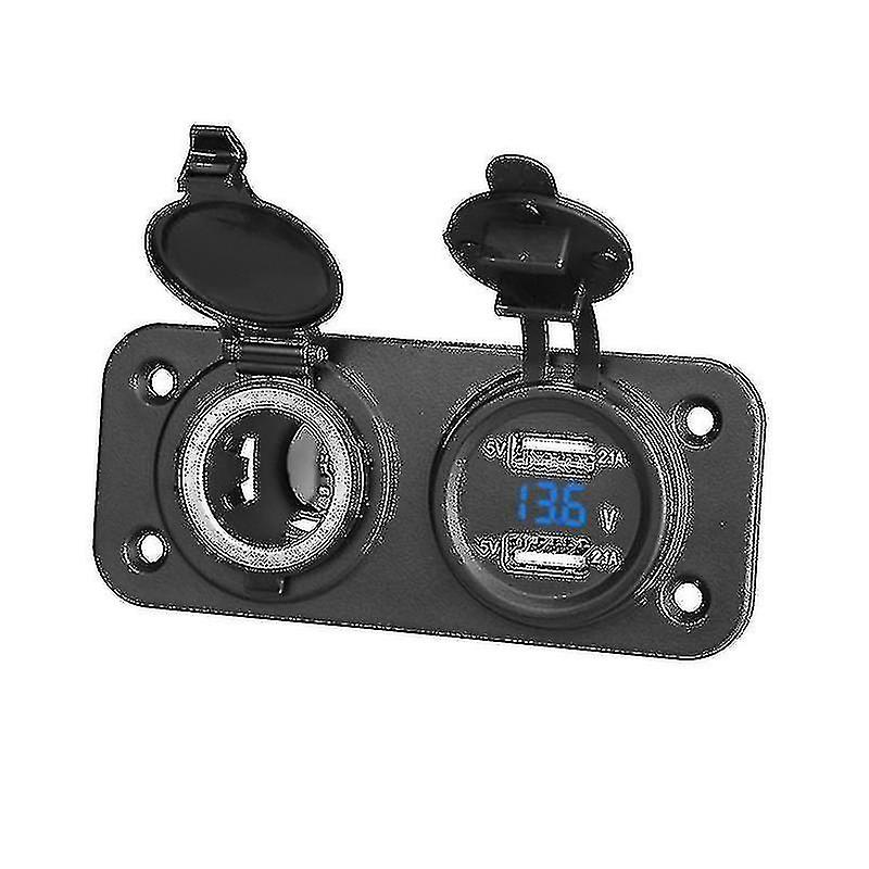 Car Cigarette Lighter Outlet Socket Panel 2 Usb Converter Power Supply Adapter