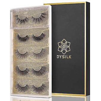 5 Pairs 6d Lashes Mink Eyelashes 5 Styles Mixed Long Lashes False Eyelashes Long Lashes Pack Mink Lashes Soft Reusable Eye Lashes |008- (15mm-18mm)
