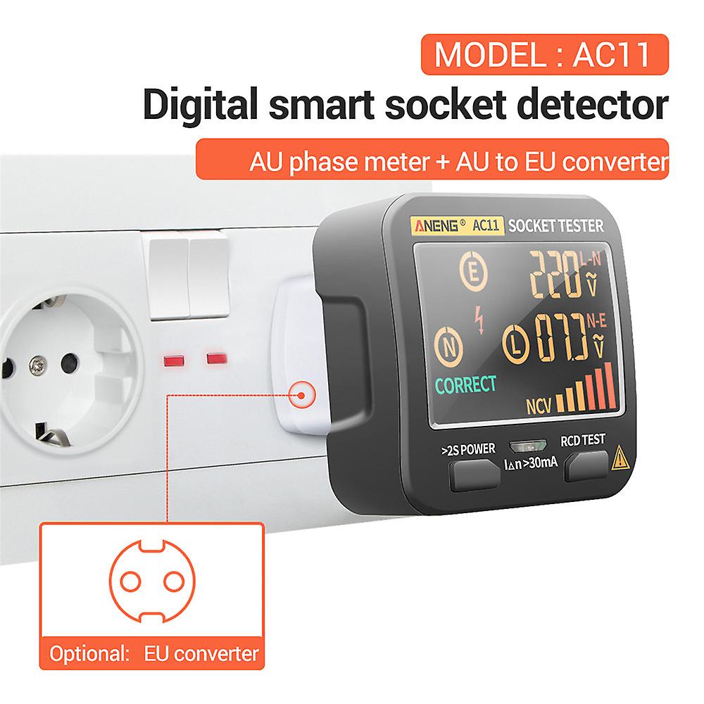 Aneng Multifunctional Electric Socket Tester Leakage Detector Portable Lcd Electrical Electroscope Rcd Ncv Electric Tester