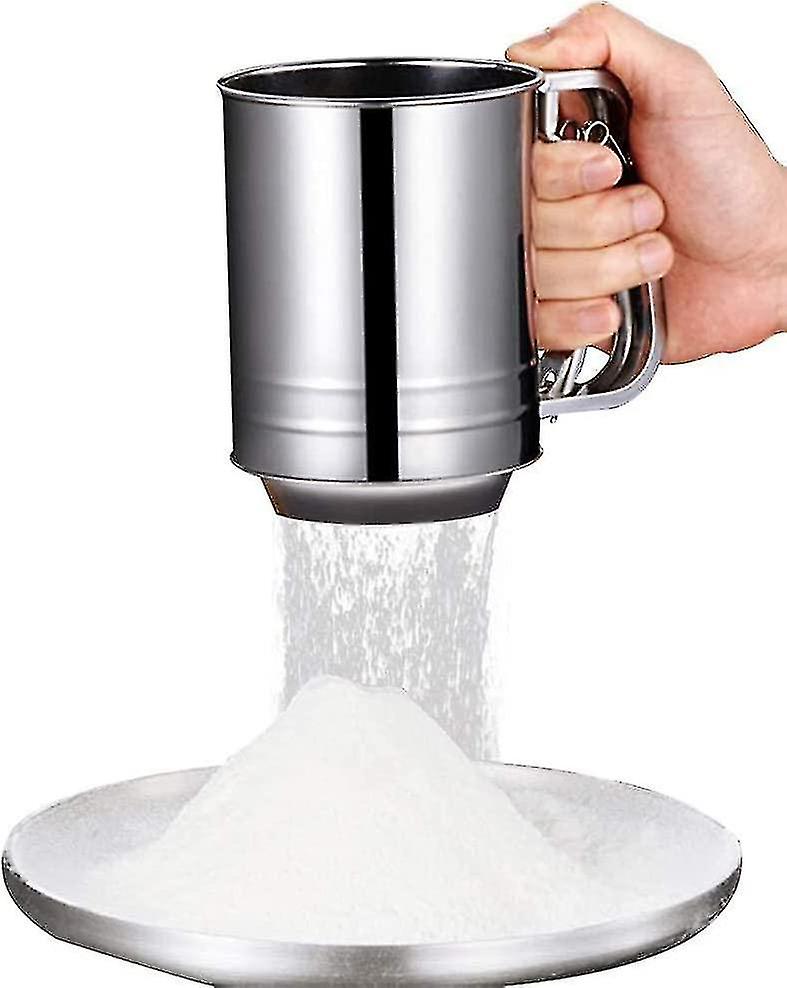 Flour Sieve 500ml Handheld Powder Strainer Cup-shaped Stainless Steel Blender Cup Sieve Hy