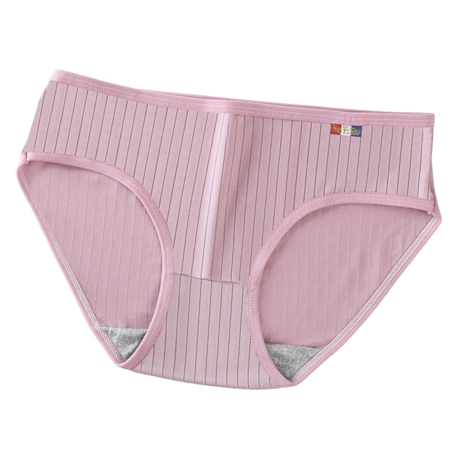 Fianao Mid-rise Elastic Waistband Cotton Crotch Women Briefs Soft Solid Color Ribbed Panties