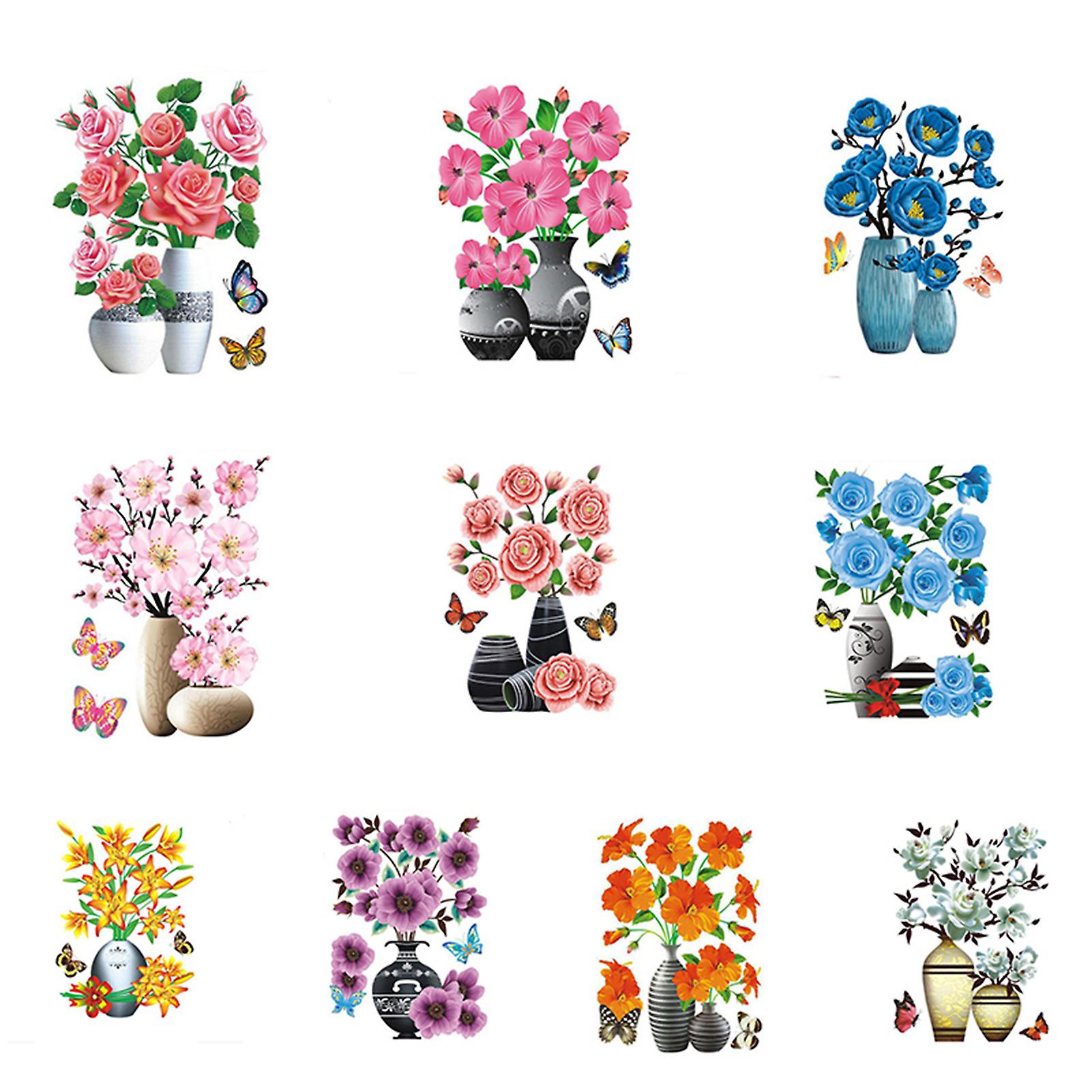 DIY Plant Vase 3D Stereo Stickers Self-Adhesive Wall Refrigerator Decoration Waterproof