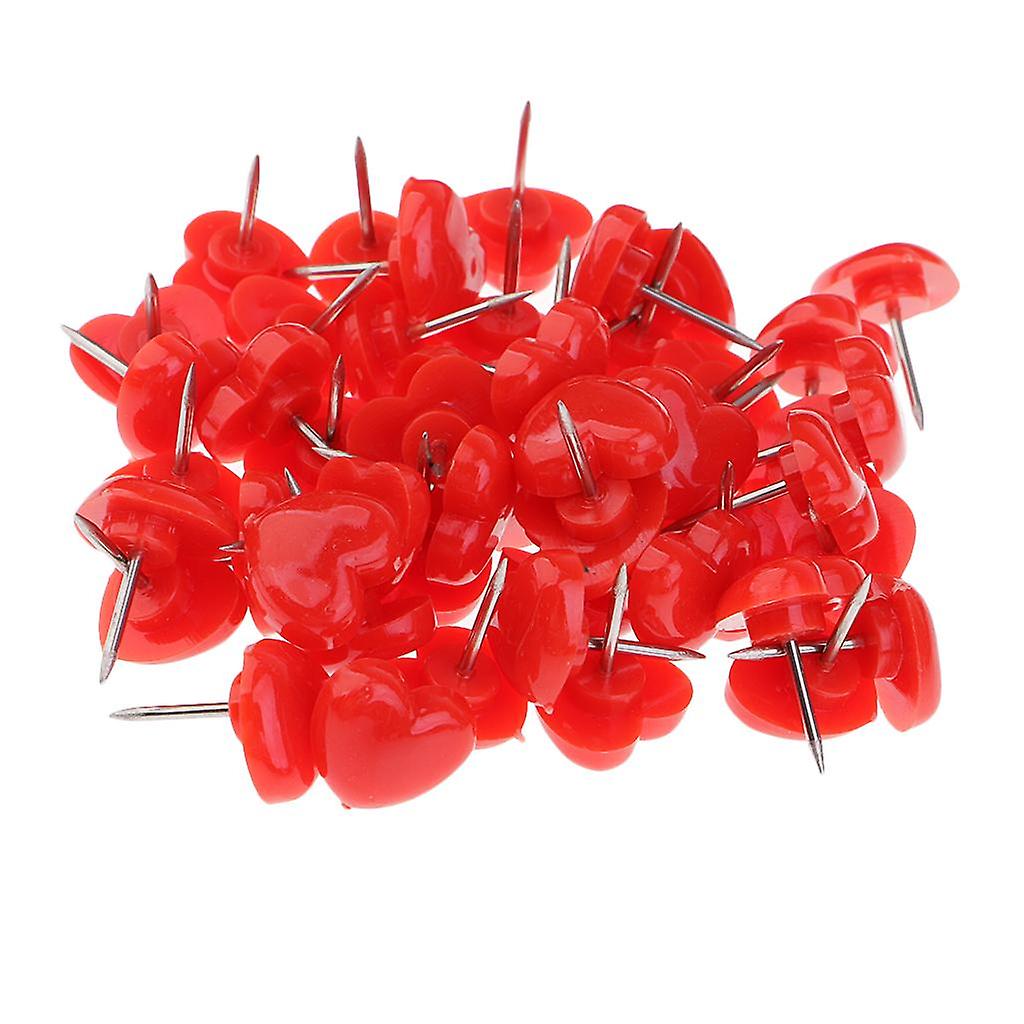 50 Pieces Heart Shape Push Pins Drawing Pins Office Thumbtack Red