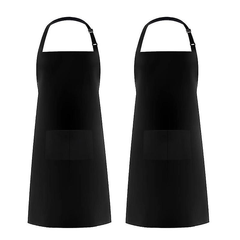 Black Utopia Kitchen 2 Pack Adjustable Bib Apron With 2 Pockets