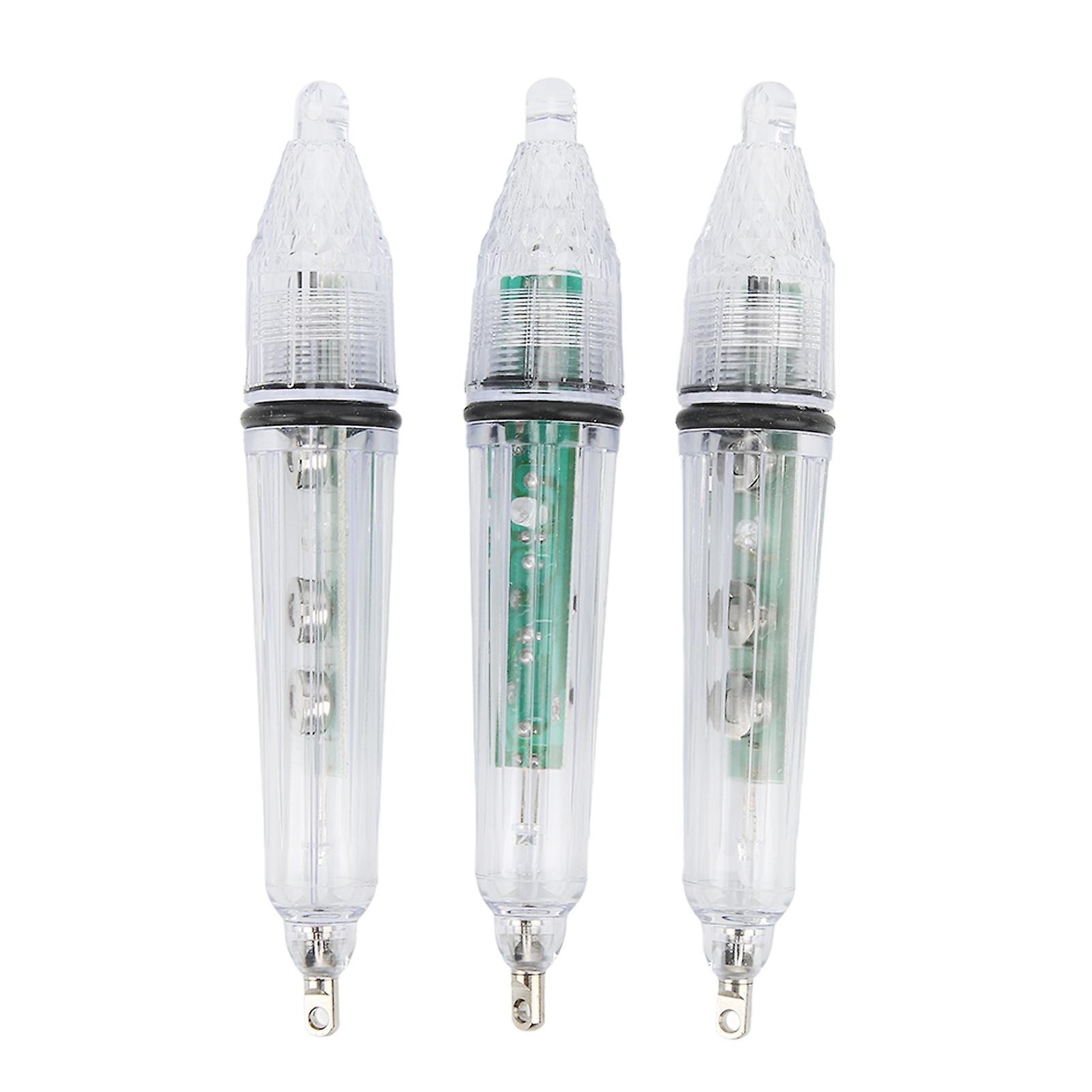 Nimomo 3Pcs Underwater Fishing Light LED Plastic Disposable Bait Lure Lamp Fishing Tool with 160mah Button Battery for Outdoor