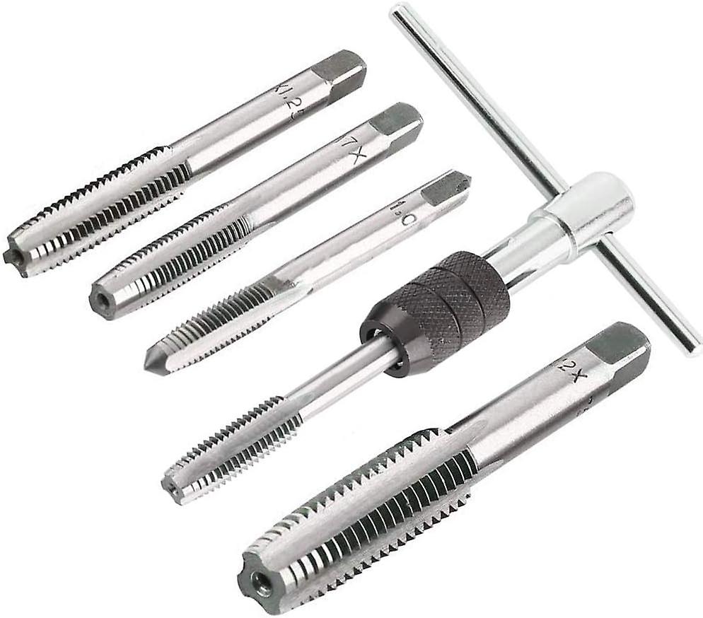 6Pcs/Set M3-M8 Adjustable Tapping Wrench T-Handle Threading Tapping Hand Tool Kit Machine Screw Metric Thread,