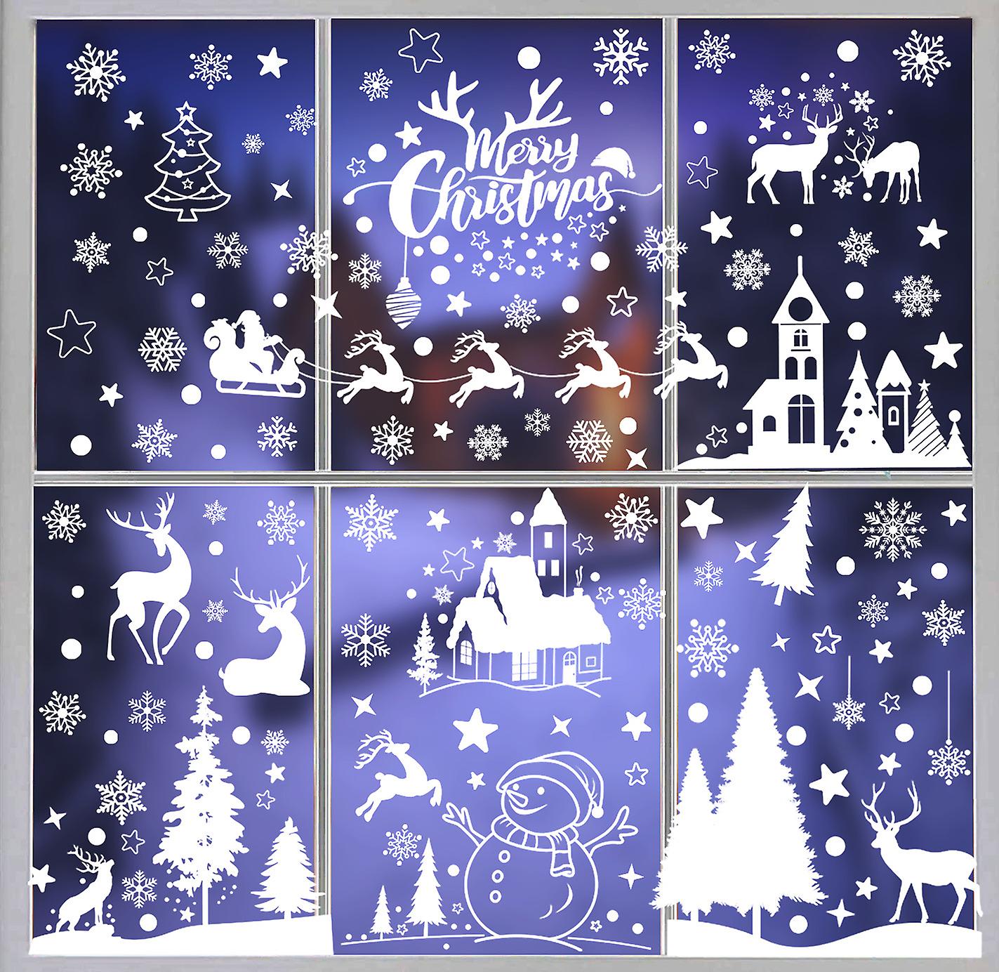 1 Set Of Window Stickers Christmas Window Decorations Christmas Window Stickers With Snowmen Reindee
