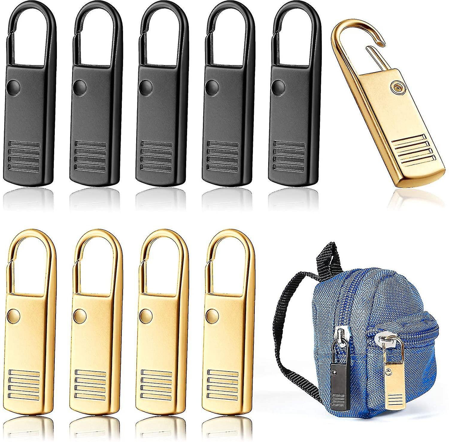 10 Replacement Zipper Pull Tabs, Metal Zipper Pull Head