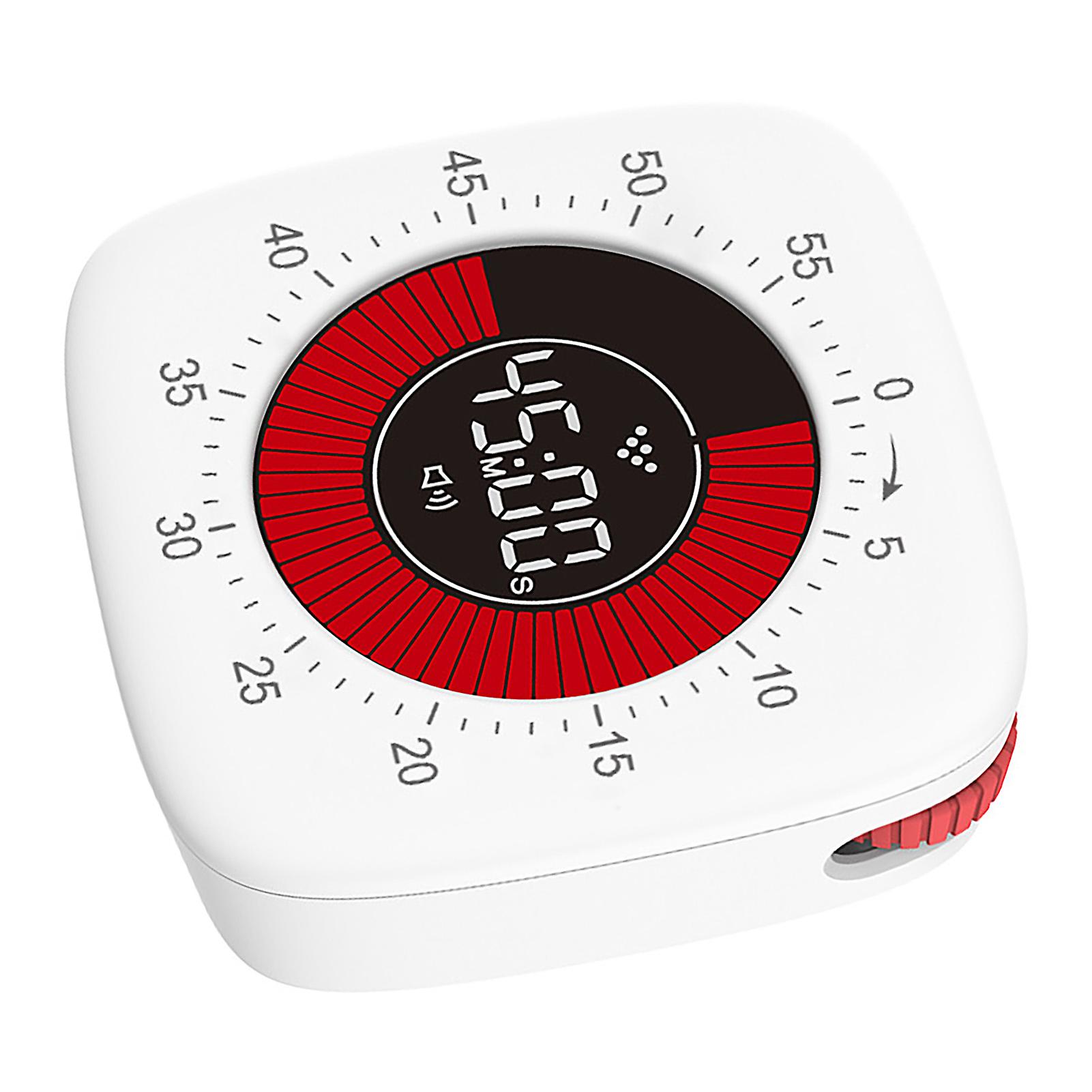 Digital Visual Timer 60-Min Countdown Rechargeable White LCD