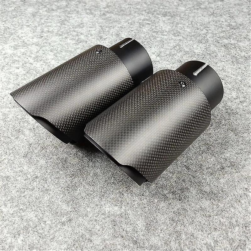 One Pcs Universal 2.48 Inches Glossy Carbon Fiber Exhaust Tips Titanium Black For Cars Tuning Muffle