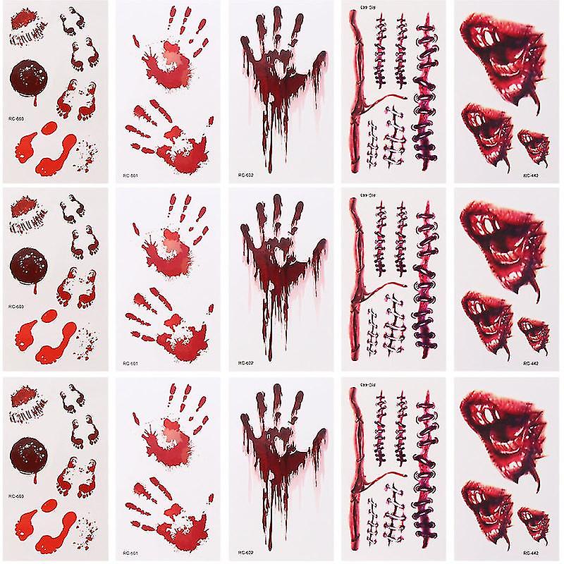 50sheets Horrible Scar Decals For Halloween Decorations
