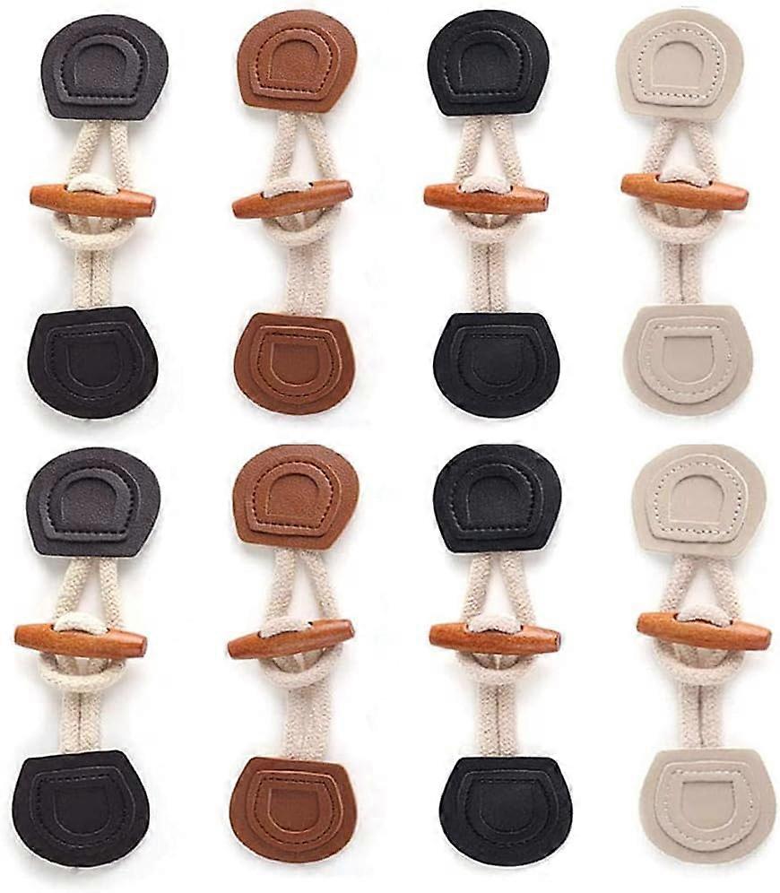 8 Pairs Horn Button, Wooden Pu Leather Horn Buttons, Horn Toggle Button Sewing, Wooden Toggle Sewing Buttons, For Coat,Jacket, Diy Decoration