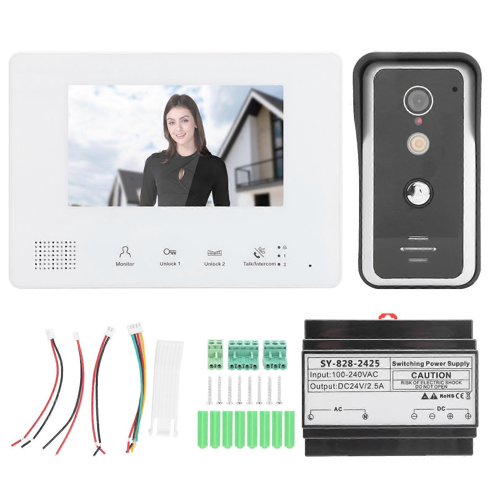 Home Intercom Video Doorphone Night Vision 2 Wire System 7in Monitor Camera  100240v