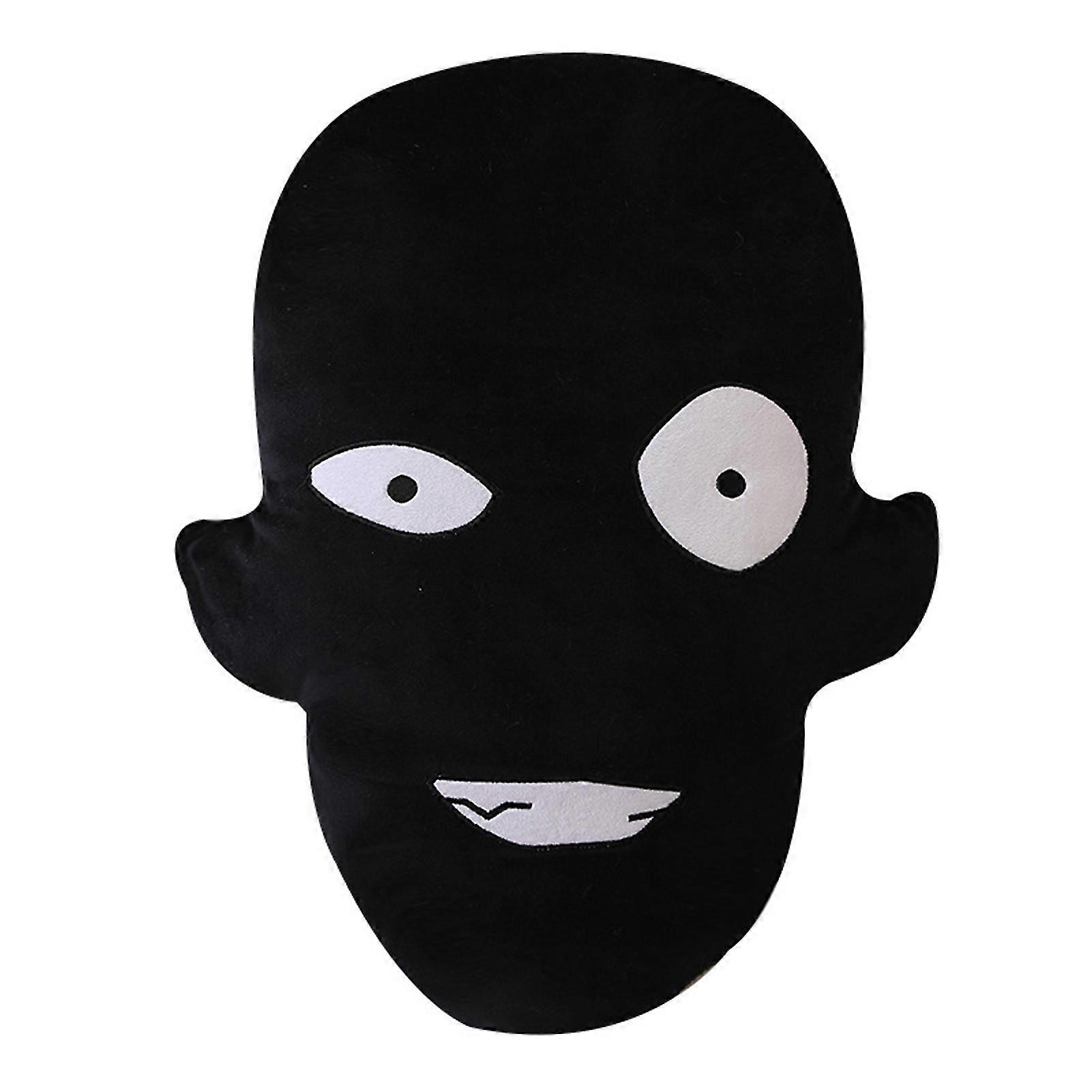 Anime Face Pillow Luminous Eyes And Mouth Simulation Black Face Plushies Lumbar Support Cushion Mysterious Suspect Man Prank Plush Pillow