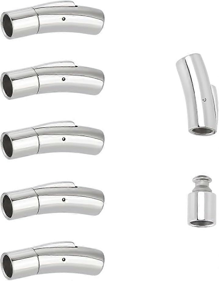 6Pcs Bracelet Clasps 304 Stainless Steel Bayonet Clasps Column Leather Cord Clasps Tube Jewelry Clasps with Push Button Necklace Clasps for Jewelry Ma